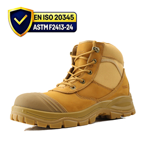 Botas de Trabajo Resistentes EN ISO 20345, Botas de Trabajo de Cuero con Puntera de Acero, Cremallera Lateral YKK, Zapatos de Seguridad de Caña Alta, Industriales <span class=keywords><strong>para</strong></span> Hombre - Product Image 1