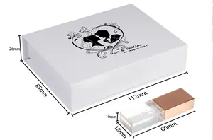 Usb флеш-накопитель с кристаллами и логотипом на заказ, Usb-накопитель с коробкой для фотографий, подарок, 32 ГБ, 64 ГБ, Свадебный накопитель