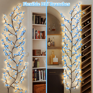 Nouvelles lumières LED bleues en forme <span class=keywords><strong>de</strong></span> fleurs <span class=keywords><strong>de</strong></span> pêche, <span class=keywords><strong>de</strong></span> cerisiers et <span class=keywords><strong>de</strong></span> vignes <span class=keywords><strong>de</strong></span> saule pour la décoration murale <span class=keywords><strong>de</strong></span> Noël avec des branches d'arbre - Product Image 6