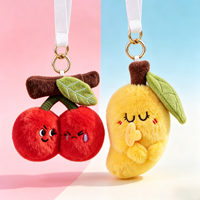 Stylo gel personnalisé en peluche avec pendentif, porte-clés amusant cerise mangue, papeterie étudiante, anti-stress, breloque de sac en forme de fruit, petit ornement suspendu