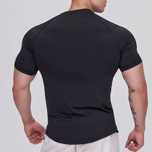 ZM-1334 T-shirt musculaire classique pour homme, vêtements de fitness, t-shirt d'entraînement premium, fente latérale, vert foncé, noir - Product Image 5