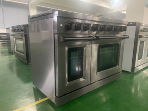 48 pouces. 7,0 Cu. Table de cuisson à gaz haut de gamme 7 brûleurs double combustible avec four à convection, plaque de cuisson en acier inoxydable et dispositif de sécurité gaz pour usage domestique - Product Image 3