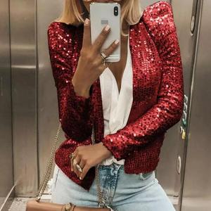 Primavera 2023 abbigliamento <span class=keywords><strong>donna</strong></span> lucido alla moda colorato cappotti <span class=keywords><strong>donna</strong></span> solido paillettes giacca femminile <span class=keywords><strong>corto</strong></span> Casual giacche esterne cappotti - Product Image 5