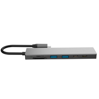 Adaptador Multipuerto 7 en 1 Tipo C con Logotipo Personalizado al por Mayor, Estación de Acoplamiento con TV 4K, PD 100W, USB 2.0, Lector de Tarjetas SD/TF