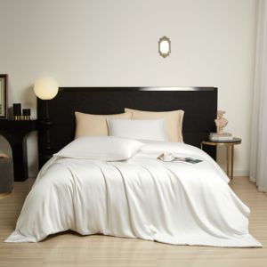 Toptan özel beyaz bambu elyaf nevresim takımı ev yumuşak rahat dokuma düz tarzı - Product Image 1