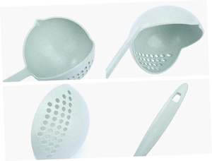 Cuchara de sopa de plástico con mango largo 2 en 1 cuchara de olla caliente restaurante cuchara de filtro de paja de trigo para el hogar - Product Image 5