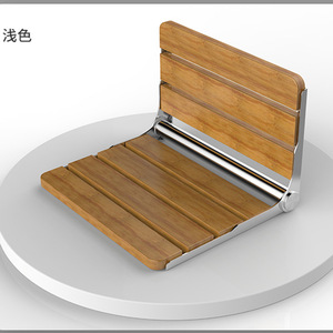 Tabouret de douche pliable mural pour salle de bain, en bois massif et acier inoxydable, capacité de charge de 200 kg, pour personnes âgées et femmes enceintes - Product Image 1