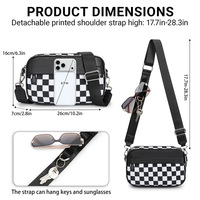 Sac à bandoulière décontracté en nylon à motif personnalisé, sac à bandoulière réglable pour femme, sac à bandoulière à carreaux tendance