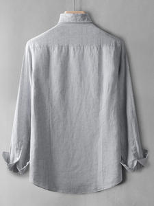 Camicia di <span class=keywords><strong>lino</strong></span> 100% da uomo a manica lunga in puro <span class=keywords><strong>lino</strong></span> Casual <span class=keywords><strong>Slim</strong></span> da uomo abito da uomo <span class=keywords><strong>camicie</strong></span> estive comode e Casual di alta qualità - Product Image 4