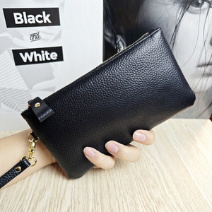 Compact Cowhide Clutch Wallet – Stylish Black Leather <b>Handbag</b> with Coin & Key Storage, Bulk Order Available - Product Image 2