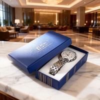 Kotak Kemasan Jam Tangan Kertas Karton Mewah untuk Pasangan Pria dan Wanita, Grosir OEM, Kustom, Murah, untuk Hadiah