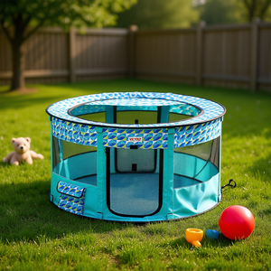 Vevor Portable Round Pet Playpen 44 X 44 X 24 Inch Oxford Cloth With Zipper Closure Indoor <b>Outdoor</b> Dog <b>Cat</b> <b>Kennel</b> - Product Image 2