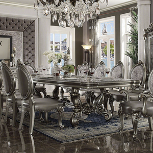 Set <span class=keywords><strong>da</strong></span> Pranzo Tradizionale Europeo di Lusso in Legno Massello Convertibile per 8 Persone con Struttura in Legno Massello Arredamento per la Casa - Product Image 1