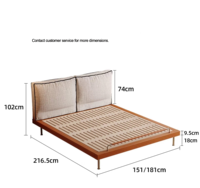 Lit plateforme rembourré en tissu texturé, base en bois massif à profil bas, tête de lit avec passepoil contrastant, pieds en métal, OEM personnalisé