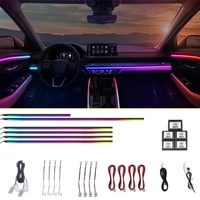 Éclairage d'ambiance intérieur de voiture RGB, bande LED synchronisée avec la musique, fibres optiques, 18-en-1, certifié CE