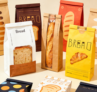 Sac en papier pour emballage de pain, logo personnalisé imprimé en usine, écologique, résistant, avec fenêtre, sacs à pain écologiques pour boulangerie