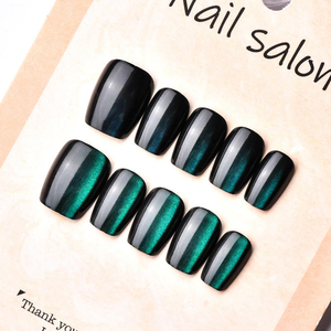 Uñas Postizas Cortas de Ojo de Gato Verde, 30 Piezas, Reutilizables, Personalizadas, OEM, ODM, Venta al Por Mayor de Fábrica - Product Image 2