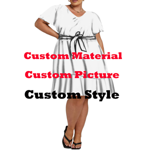 Pacific Island <strong>Plus</strong> <strong>Size</strong> Women <strong>Dress</strong> Customize Polynesian <strong>Dresses</strong> Elegant V-Neck Printed Lace up Waist Midi Length Casual <strong>Dress</strong> - Product Image 5