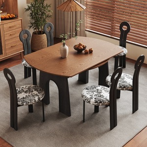Solid Wood Extendable Dining Table And <b>Chairs</b> Set 4 Piece Modern Minimalist Design For <b>Small</b> Apartments - Product Image 3