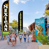 Drapeaux plume Mexicains pour la publicité de restaurants de tacos et burritos, bannières publicitaires Mexique