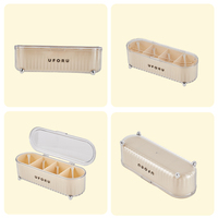 Boîte à épices moderne UFORU pour cuisine, organiseur à 4 compartiments avec cuillères, couvercle transparent anti-poussière, bocal en PP PET