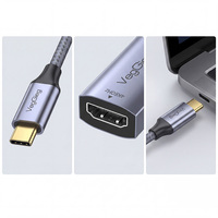 Adaptateur USB C vers HDMI VegGieg 4K 60Hz HDR 10 bits de couleur, câble tressé Type-C mâle vers HDMI femelle, convertisseur vidéo