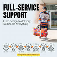 Sac d'équipement de hockey personnalisé PUCKPROS, sac de hockey sur glace, Oxford Ripstop 1680D, impression intégrale sublimée, fabricant