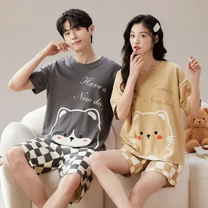 Conjuntos <span class=keywords><strong>de</strong></span> pijamas <span class=keywords><strong>de</strong></span> verano <span class=keywords><strong>para</strong></span> mujeres y hombres, camisetas <span class=keywords><strong>de</strong></span> manga corta + pantalones cortos, trajes <span class=keywords><strong>de</strong></span> 2 piezas, ropa <span class=keywords><strong>de</strong></span> dormir con dibujos animados, ropa informal <span class=keywords><strong>para</strong></span> parejas, ropa <span class=keywords><strong>para</strong></span> el hogar - Product Image 4