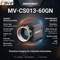 Cámara de Visión Artificial MV-CS013-60GN GigE, Obturador Global CMOS, 59.2 FPS, Resolución Completa, Alta Velocidad de Fotogramas, Transmisión en Tiempo Real