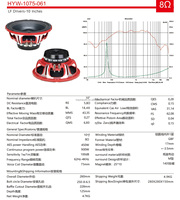 Speaker Woofer Neodymium 10 inci, Speaker Woofer 500W RMS koil suara 3 inci, sistem panggung profesional 3.5mm, Model Bass jarak menengah