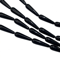Perles de pierres précieuses noires naturelles à la mode, perles d'onyx en forme de larme, perles d'agate pour bijoux 8x30mm 1938964
