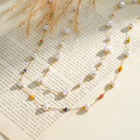 Collier de perles en acier inoxydable plaqué or 18 carats, bijoux fantaisie en gros, accessoires attrayants pour femmes TGXL14073