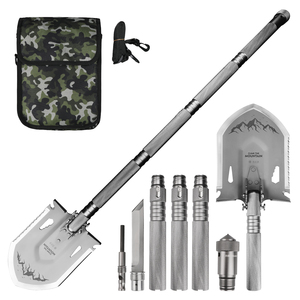 Xhandle MT-20 <span class=keywords><strong>พลั่ว</strong></span>อเนกประสงค์อุตสาหกรรม 12-in-1 หัวเหล็ก 3Cr13MoV พับได้ ใช้สำหรับตั้งแคมป์ เอาตัวรอด ขุดดิน พร้อมใบมีดขวานสำหรับจุดไฟ - Product Image 1