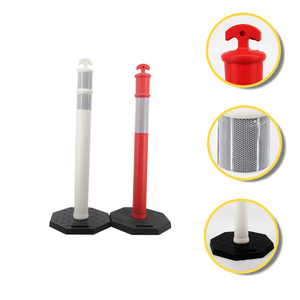 Canalizador de advertencia reflectante portátil de seguridad de entrada al por mayor poste de barrera de estacionamiento poste delineador de tráfico poste con Base - Product Image 3