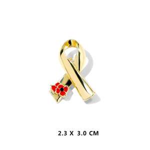 艾滋病宣传标志纪念品徽章金色粉色红色丝带胸针金属滴徽章罂粟花胸花胸针 - Product Image 6