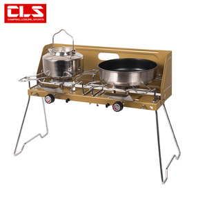 Estufa de Gas Portátil Plegable de Doble Quemador de Acero Inoxidable para Acampar al Aire Libre, Resistente al Viento, Encendido Manual Ligero - Product Image 2