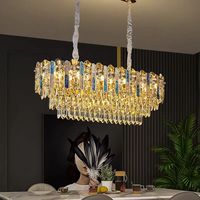 Lustre suspendu moderne de luxe TOGETHER, lampe de plafond décorative ovale longue et haute en cristal pour intérieur