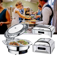Réchaud de buffet carré en acier inoxydable pour restaurant commercial, chauffe-plat électrique à induction
