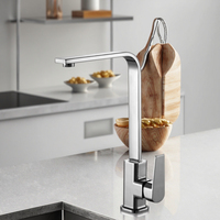 Robinet de cuisine moderne à rotation 360° pour hôtel, montage sur plan, mélangeur chaud/froid, levier unique, un trou, céramique brossée, thermostatique
