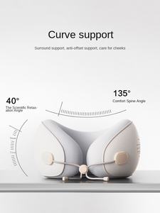 Oreiller de voyage portable avec logo personnalisé en forme de U mousse à mémoire de forme latex rempli d'air conception confortable polyester voiture avion cou dormir - Product Image 4