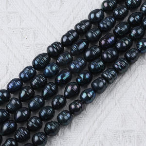 Perles d'eau douce naturelles en forme de riz noir de 10-11 mm en gros, perles nues, accessoires de bijoux DIY, perles de riz - Product Image 3