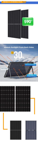 Module photovoltaïque Topcon bifacial double vitrage 450W, application solaire sûre et performante. - Product Image 4