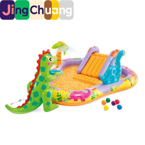 Piscine gonflable pour bébé avec toboggan à eau en forme de <span class=keywords><strong>dinosaure</strong></span>, bac à sable et piscine à balles, modèle 56139 - Product Image 1
