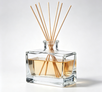 Bouteilles carrées en verre pour parfum et diffuseur de roseaux, flacons carrés transparents vides pour fragrance, logo personnalisé OEM ODM