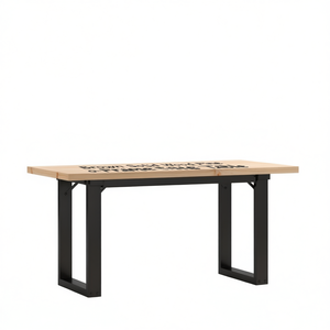 Mesa de centro con estructura en O de madera maciza de pino y acero, 35,4 x 15,7 x 17,9 pulgadas, muebles modernos industriales para sala de estar - Product Image 1