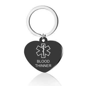 قلادة بدلاية على شكل قلب من الفولاذ المقاوم للصدأ نقش شخصي من النوع الأول لمرض السكري الصرع أرق الدم والتنبيه الطبي - Product Image 4