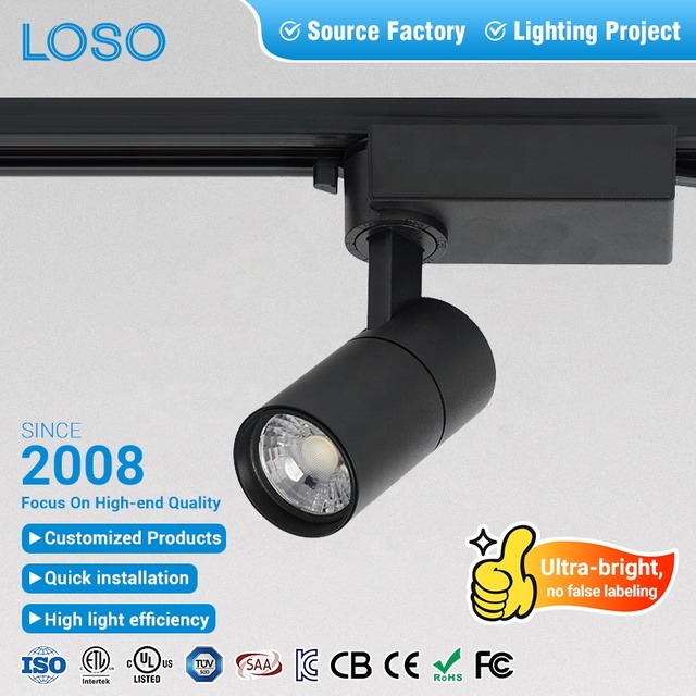 LOSO Modern Clothing Store Mall Commercial Lighting Aluminum Magnetic Track System 10 20 30 40 Watt LED Rail Light