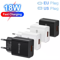Prise EU US Power Charge rapide QC 3.0 Interface universelle USB 18w Chargeur de charge rapide Adaptateur secteur pour téléphones