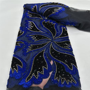 Tissus en dentelle à sequins de haute qualité nigérians, dentelle douce pour robes de mariée et de soirée - Product Image 1