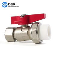 D & R Versatile Rouge Alu Poignée 20mm Ppr Connecteur 1/2 pouce Métal Union Filetage Femelle Vanne À Bille En Laiton Utilisable pour Les Systèmes De Conduite D'eau